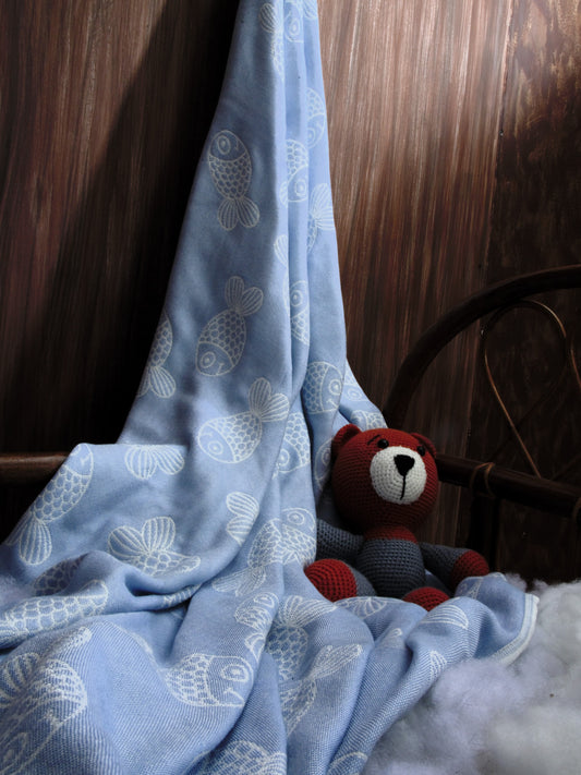 Fishy Fun Muslin Blue
