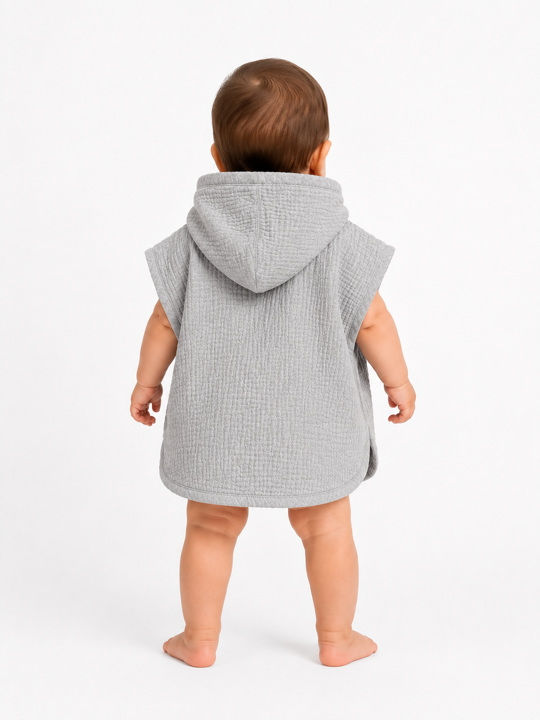 Müslin Bebek Pançosu – Gri | %100 Pamuk Kapüşonlu Panço