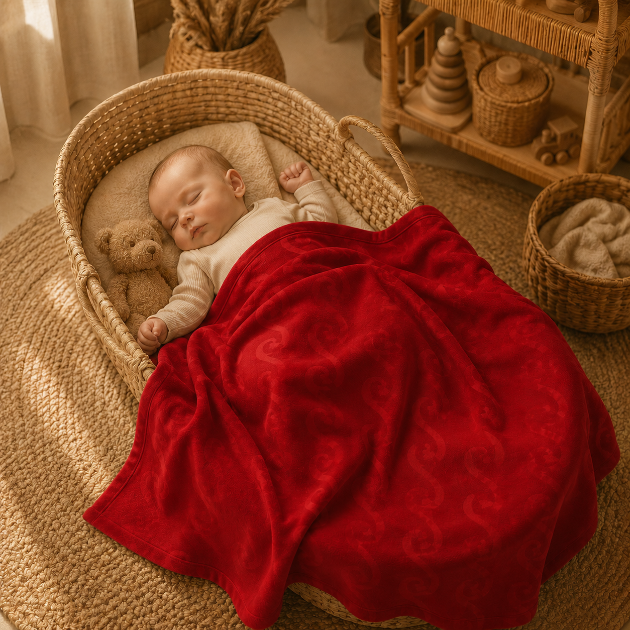 Bambu Müslin Bebek Battaniyesi |Kırmızı