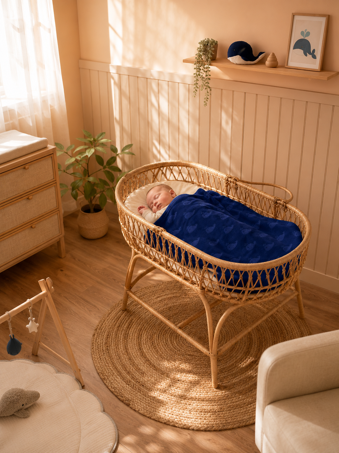 Bambu Müslin Bebek Battaniyesi |Lacivert